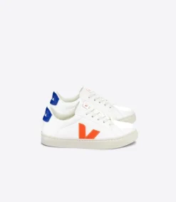 ESPLAR LACES LEATHER WHITE ORANGE FLUO<VEJA Cheap