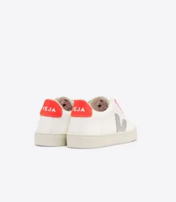 ESPLAR LACES LEATHER WHITE SILVER ORANGE FLUO<VEJA Cheap