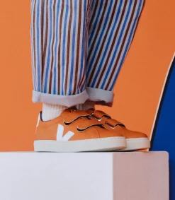 ESPLAR LEATHER PUMPKIN WHITE<VEJA Hot