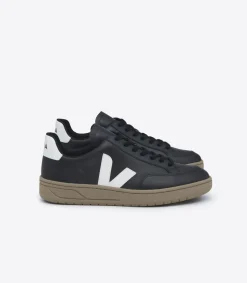 V-12 LEATHER BLACK WHITE DUNE<VEJA Store