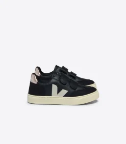 V-12 LEATHER BLACK WHITE PLATINE<VEJA Clearance