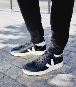 V-10 LEATHER BLACK WHITE WHITE SOLE<VEJA Outlet