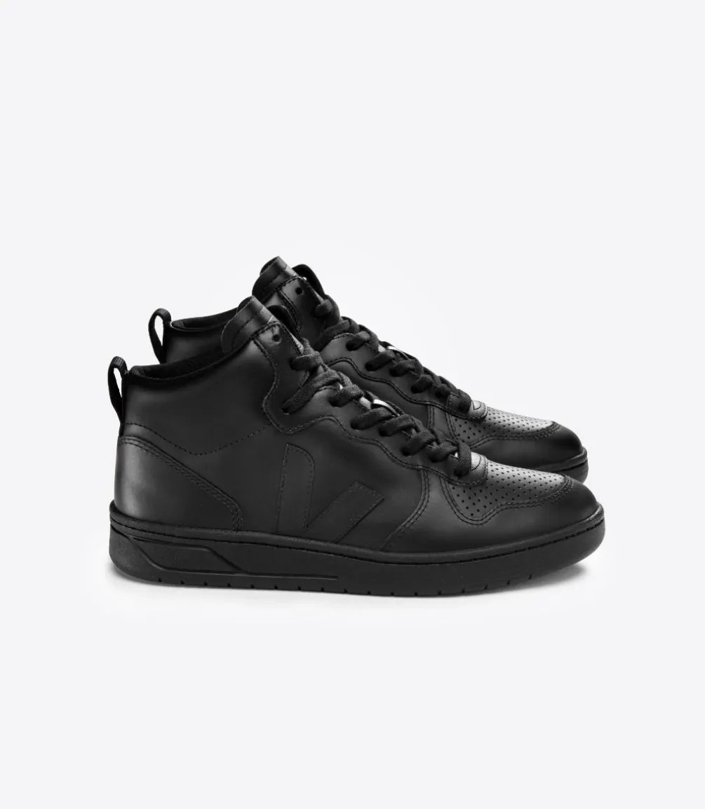 V-15 LEATHER FULL BLACK<VEJA Fashion