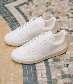 V-12 LEATHER WHITE<VEJA Fashion