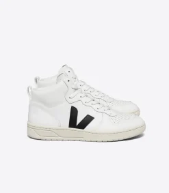 V-15 LEATHER WHITE BLACK<VEJA Cheap