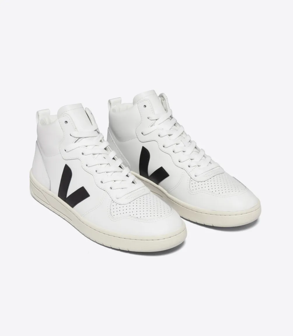 V-15 LEATHER WHITE BLACK<VEJA Cheap