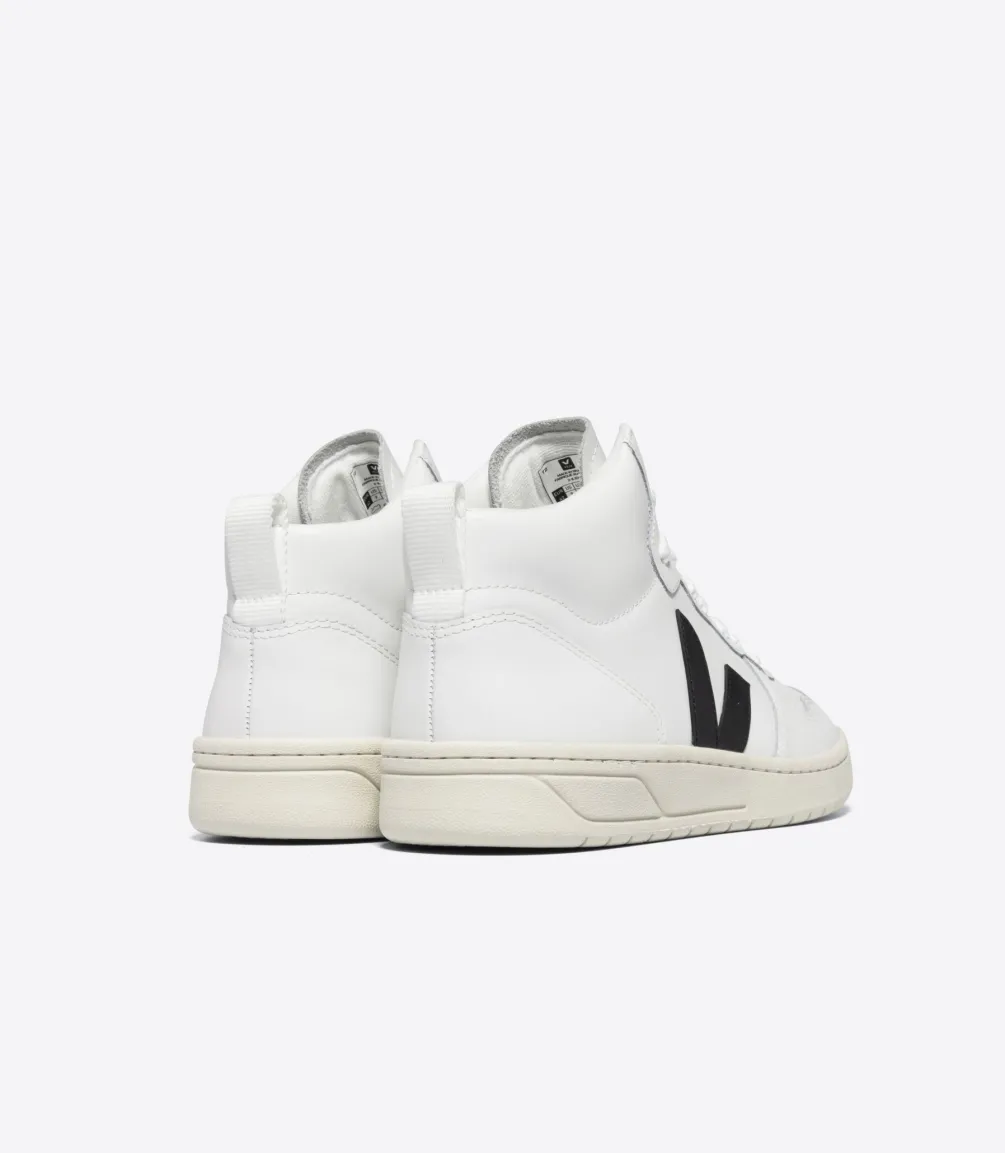 V-15 LEATHER WHITE BLACK<VEJA Cheap