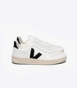 V-10 LEATHER WHITE BLACK<VEJA New