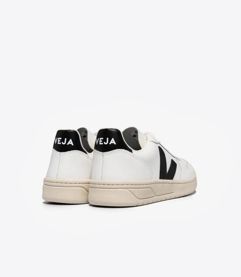 V-10 LEATHER WHITE BLACK<VEJA New
