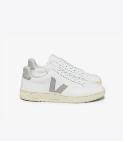 V-12 LEATHER WHITE LIGHT GREY<VEJA Hot