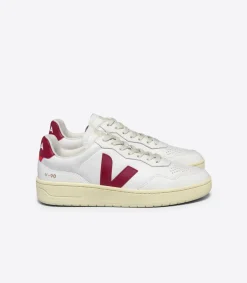 V-90 LEATHER WHITE MARSALA<VEJA Discount