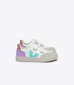 V-12 LEATHER WHITE MULTICO ORCHID<VEJA Sale