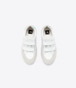 V-12 LEATHER WHITE PARME TURQUOISE<VEJA Discount
