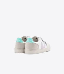 V-12 LEATHER WHITE PARME TURQUOISE<VEJA Discount