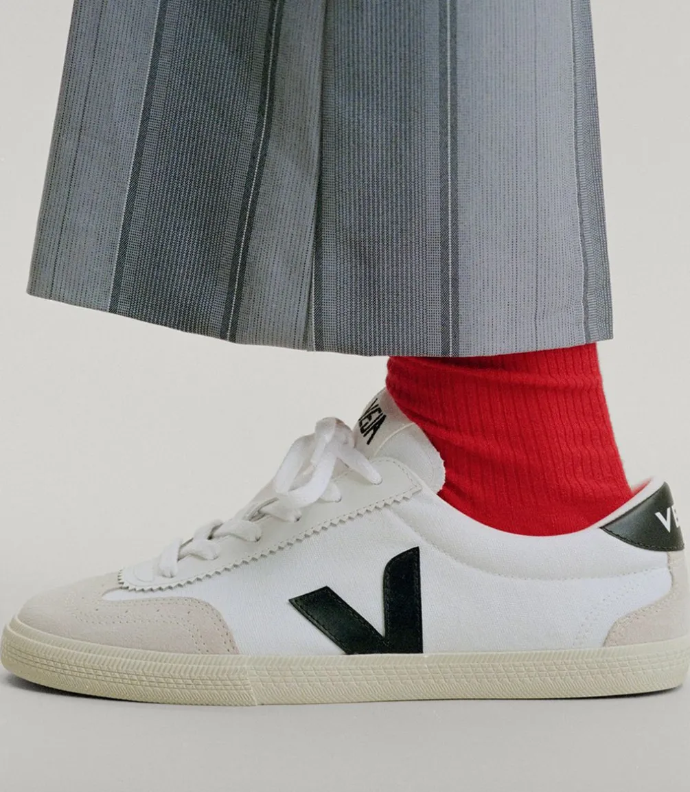 VOLLEY CANVAS WHITE BLACK<VEJA New